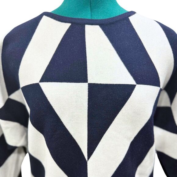 Tahari Blue and White Abstract Print Sweater | Sz S, NWT - Picture 2 of 7